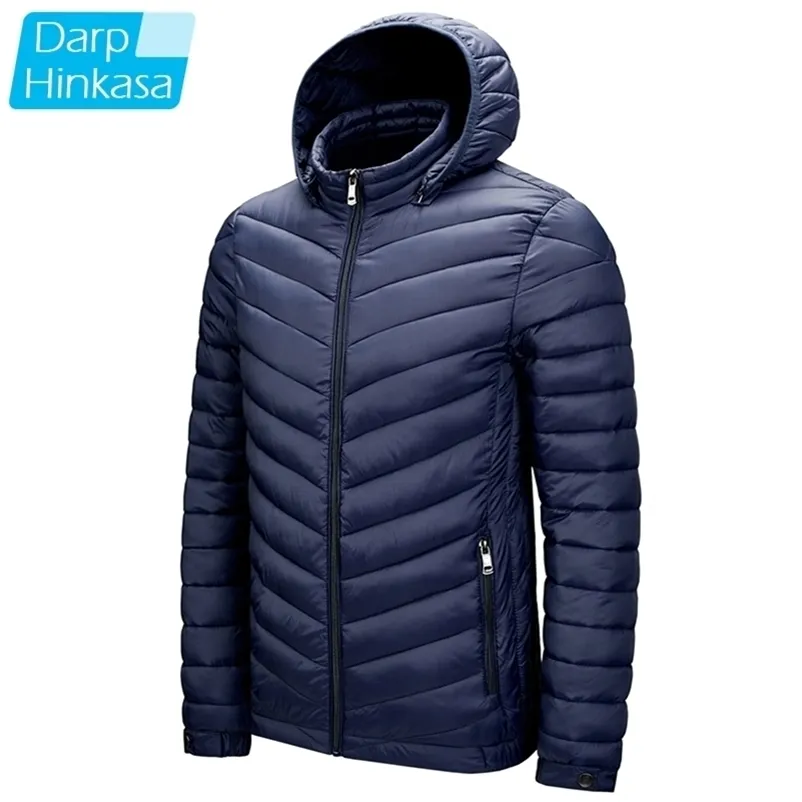 DARPHINKASA Hommes Hiver Parka Manteau Veste Imperméable À Capuche Chapeau Amovible Veste Hommes Solide Couleur Ultra Léger Femmes Parka Manteau 201218