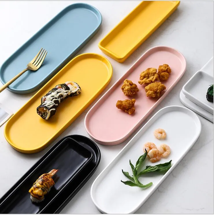 Rectangular ceramic plate Dinnerware Sets Creative personality household flat snack sushi plates Japanese style