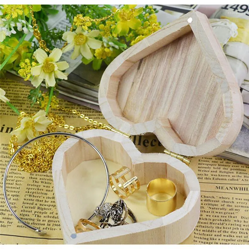 Boîtes de rangement bacs arrivent boîte en bois en forme de coeur bijoux cadeau de mariage maison Bin boucles d'oreilles anneau IC8805521