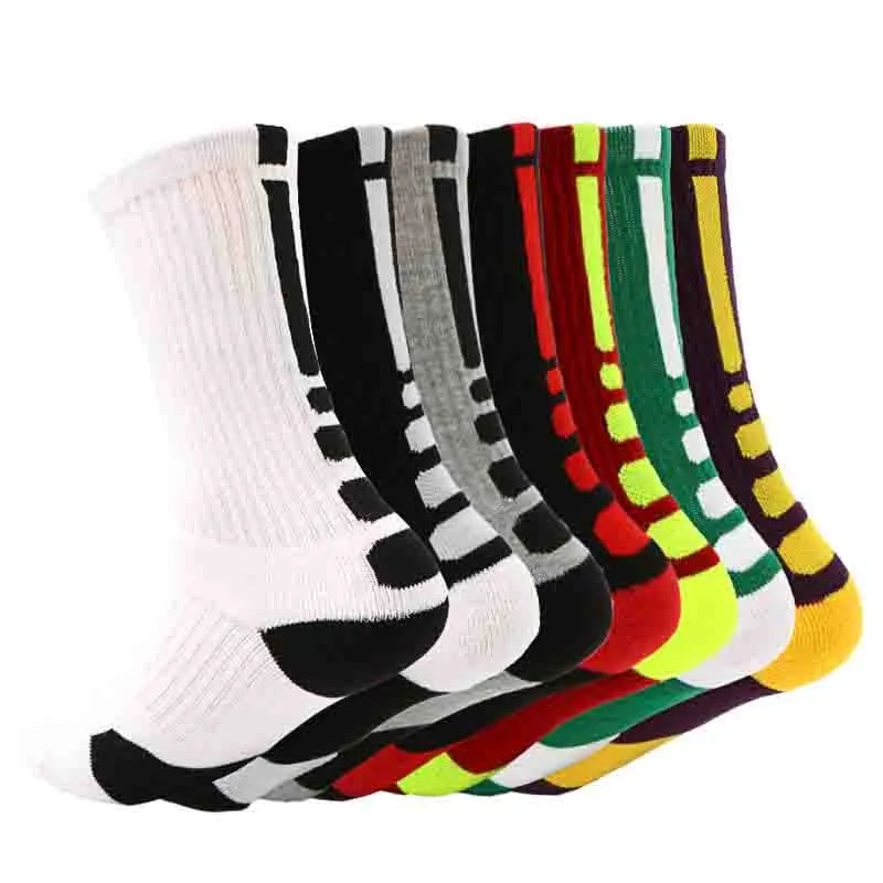 Mens Athletic Socks Spring and Autumn Fashion New Non Slip Socks Casual Men Breathable Sport High Sock Free Size 10 Colors