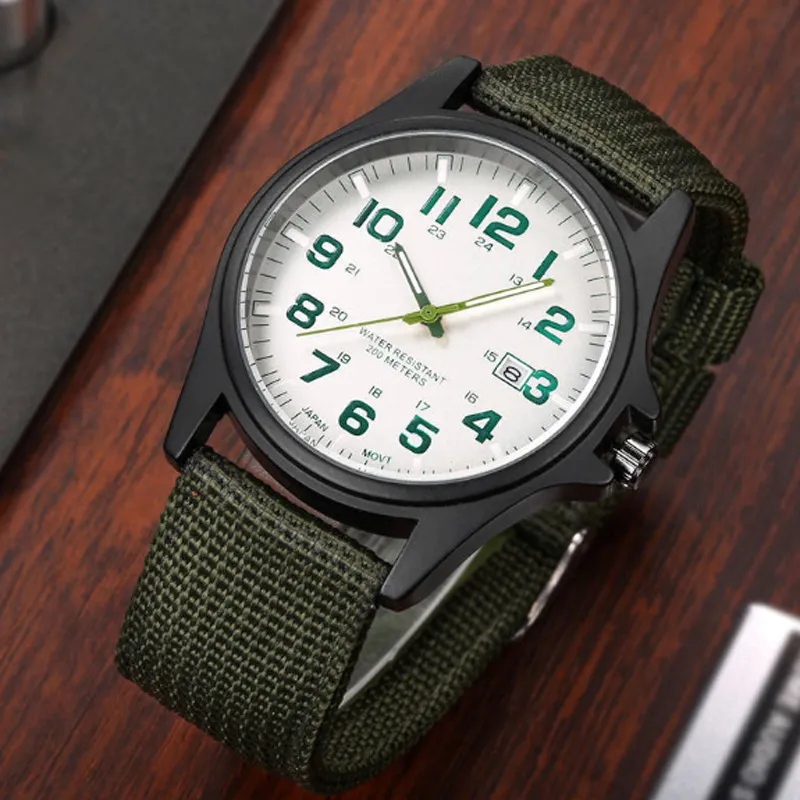 Orologio Militare Da Uomo In Nylon | Quadrante Grande Analogico | Data E Calendario | Sportivo Outdoor | Regalo