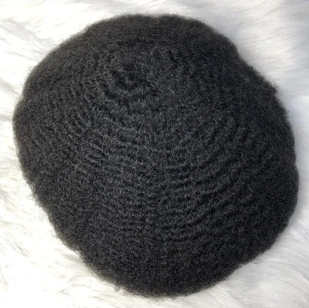 Afro haar heren toupetje zwart kleur afro kinky krulmen huik afro golf haar unit indian virgin menselijk haar vervanging voor zwarte man