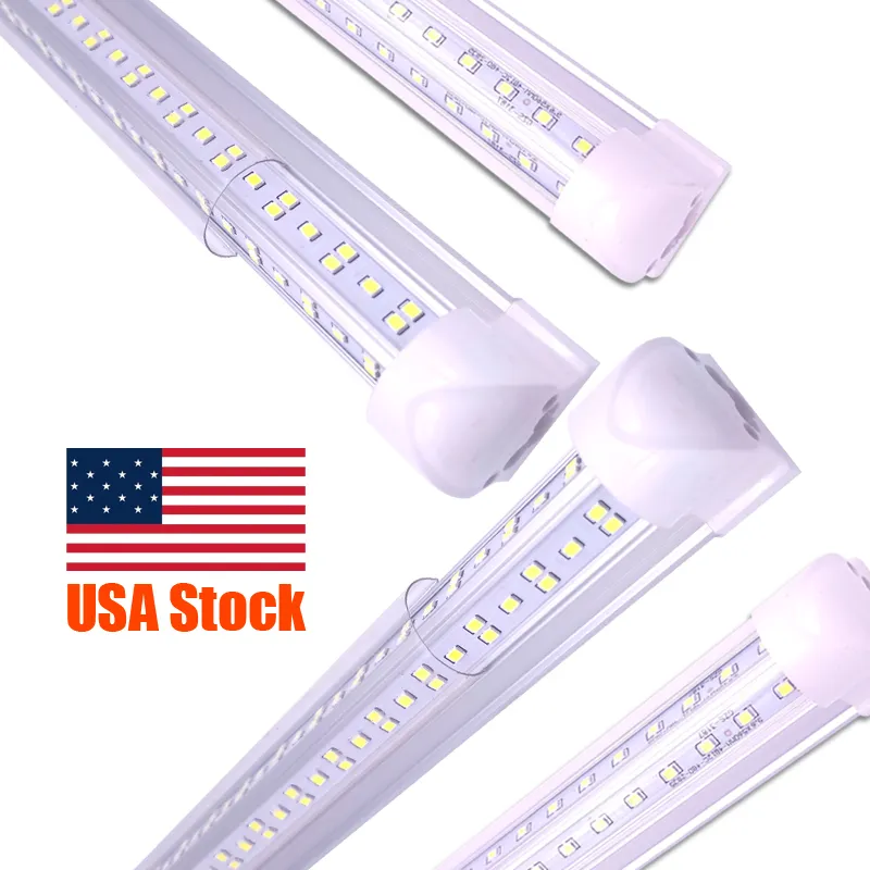 LED أنابيب 4ft 8ft 72W 144W الجانب المزدوج 4 صفوف الإضاءة أنبوب الإضاءة على شكل حرف V SMD2835 LED Shop Lights 6500K 3500K