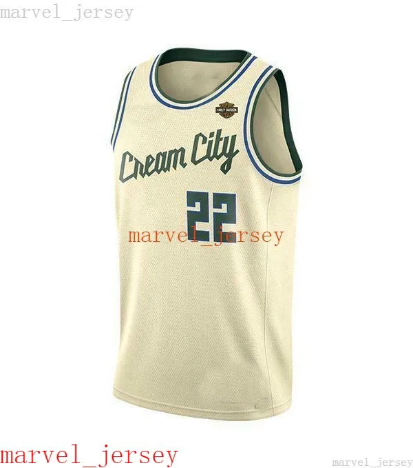 100% sydd Khris Middleton # 22 Cream Jersey XS-6XL Mens Throwbacks Basketballtröjor Billiga Män Kvinnor Ungdom