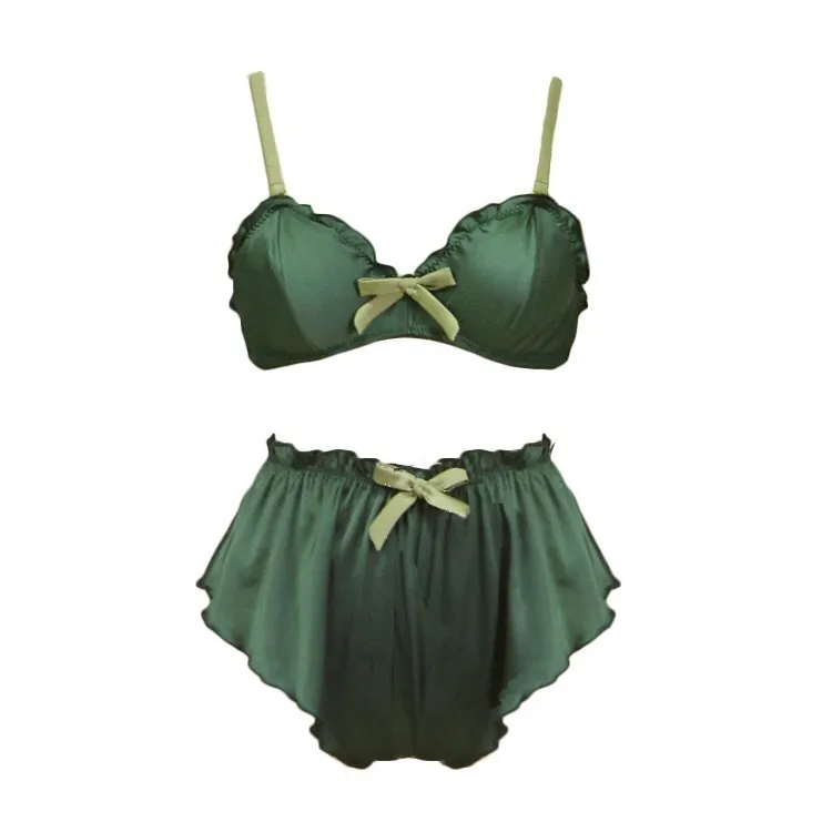 Vintage Satin Bra And Panty Set Back For Women Sexy Lingerie With Sweety  Ruffles, Loose Fit And Brassiere Design Y200708 From Luo02, $15.7