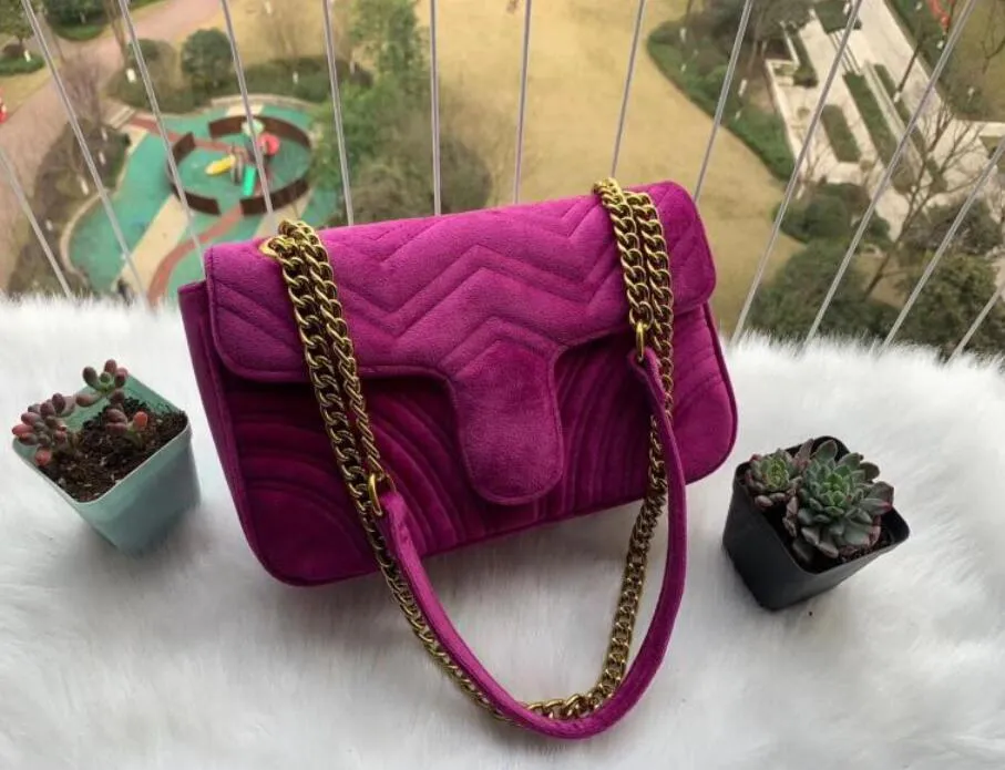 Wysokiej jakości Marmont Velvet Torby Torebki Kobiety Torba Na Ramię Sylvie Torebki Łańcuch Moda Crossbody Torba GU1245