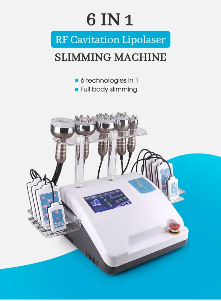 Vente à chaud Ultrasonic Liposuction Cavitation Vacuum Bipolaire Multipol Radio Fréquence RF 8 PADS DIODE LIPO Machine de perte de graisse de poids laser Laser