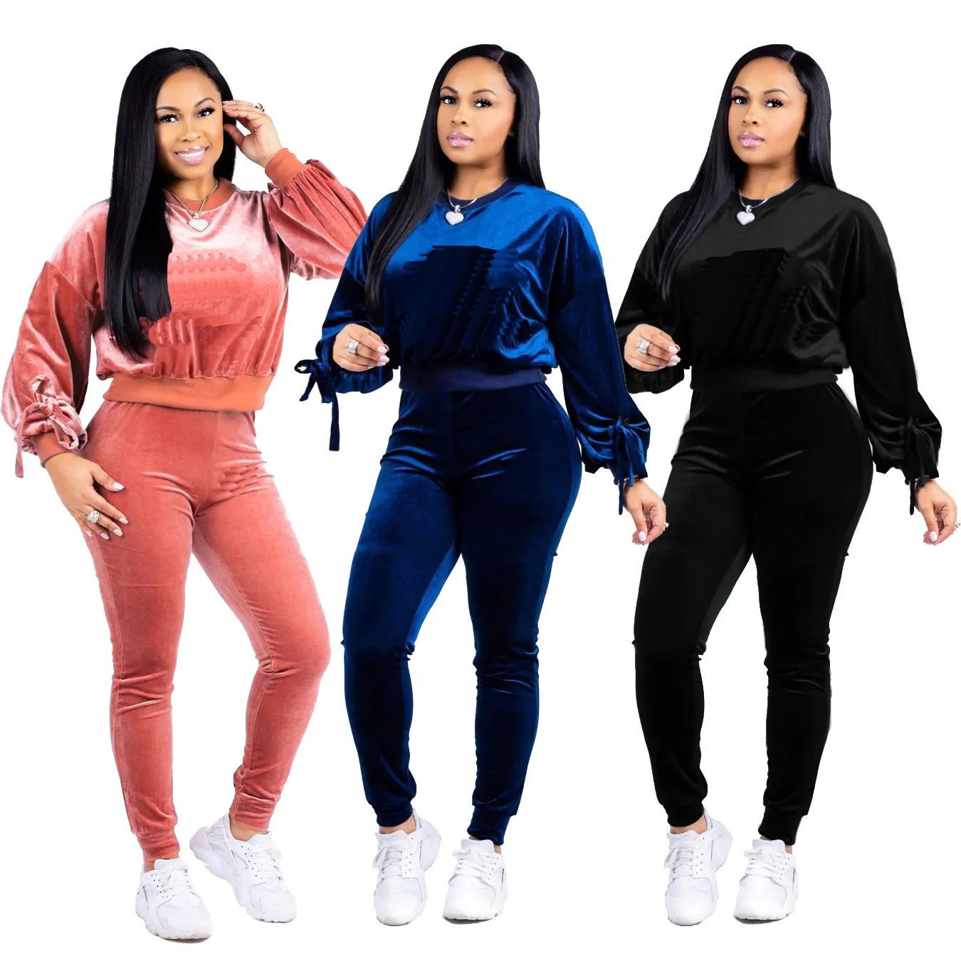 Kvinnor Tracksuits SweatSuit Top och långa byxor 2 stycken Kvinna Set Kvinna Bomull Casual Sport Kvinnor Svettpassar Outfits Plus Storlek