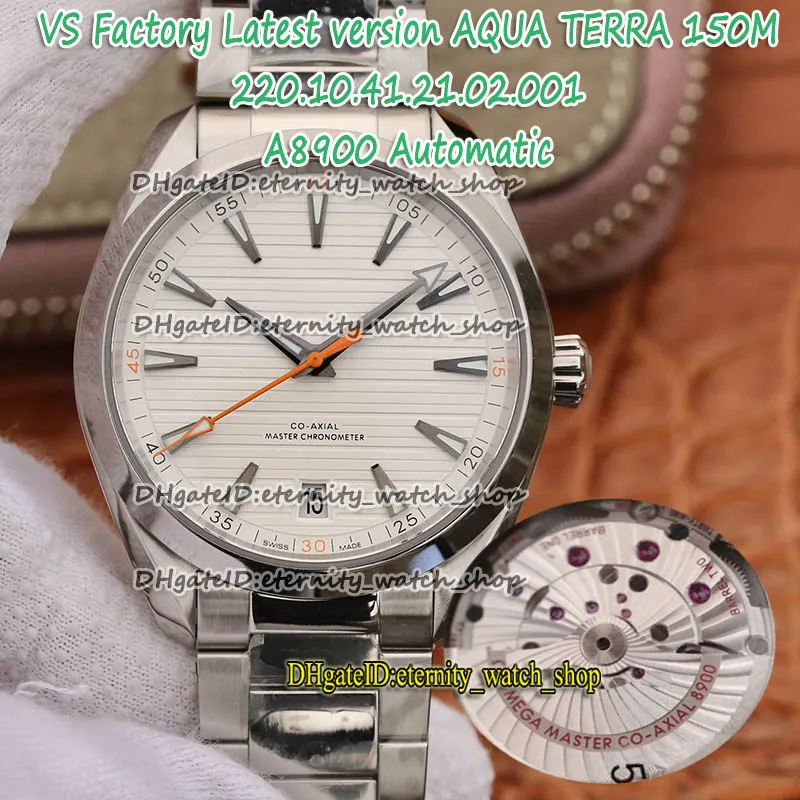 VSF Super-Version 150M 8900 VS8900 Automatik-Herrenuhr, weißes strukturiertes Zifferblatt, orangefarbener Zeiger, Stahlgehäuse 220.10.41.21.02.001 Ewigkeitsuhren