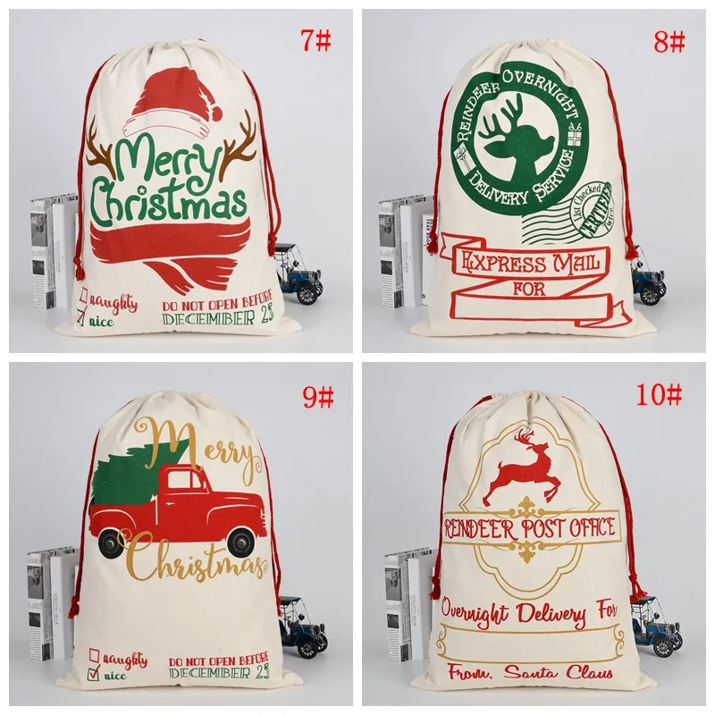 Sacos de Natal Muitos estilos Grande Drawstring Saco De Presente Papai Noel Deer Big Doces Big Doces Decoração Festival WLY BH4619