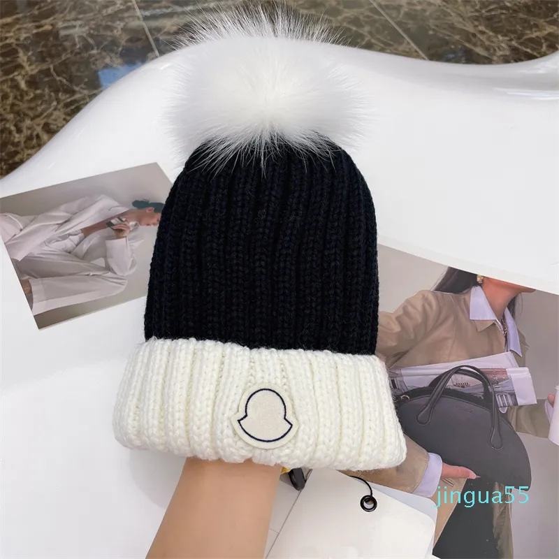 Designer Cap Hiver Patchwork Tricoté Chapeau Unisexe Chaud Bonnet Mode Rétro Sauvage Chapeaux En Plein Air Femmes Ski Casquettes Casual Skull Cap