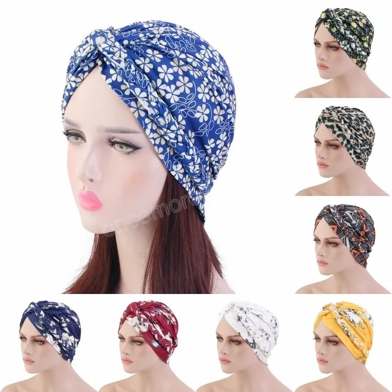 Soft Bohemian Printed Turban Beanies Fashion Muslim Women Headscarf Hats African Female Bandans Head Cover Cap Hair Loss Bonnet