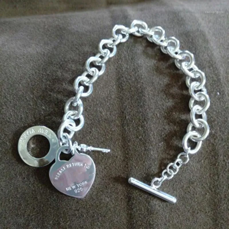 Braclets Charm Bracelets Классический стиль Оригинальный логотип бренд S925 Silvers женский браслет тумблер сердца ключевой бирку Pulseira FILE ювелирные изделия подарок1