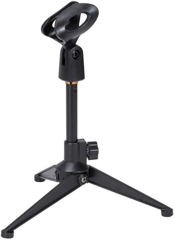 Universal Justerbar Desk Microphone Stand Portable Foldbar Tripod Mic Tabletop Stativ med liten plastmikrofonklämma