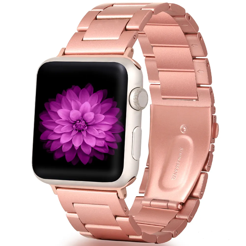 Comunemente usato Apple Watch Cinturino in acciaio inossidabile Cinturino in metallo Serie 6 5 4 3 2 1 SE Sport Unisex Argento e oro rosa nero