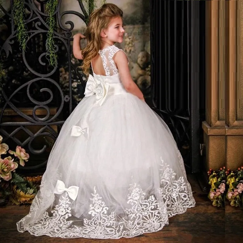 New Summer Flower Girls Bianco Abito Bambini Abiti per ragazze Bambini Costume Princess Dress Dress Party Abito da sposa