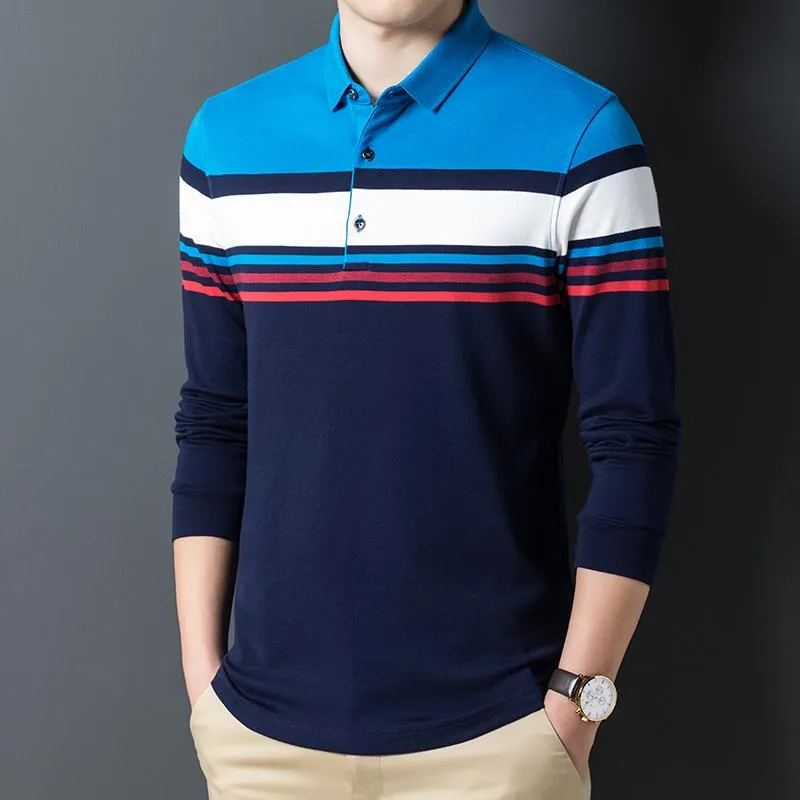 남자 폴로스 2021 스타일 고품질 긴 소매 셔츠 티셔츠 비즈니스 캐주얼 패션 3XL 봄