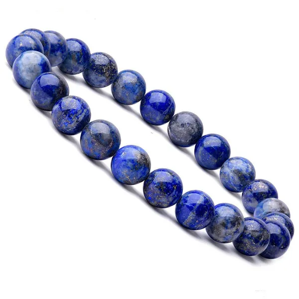 Wysokiej jakości Kamień Naturalny Lapis Lazuli Zroszony Bransoletki Dla Kobiet Moda Moda Bransoletka Elastyczna Biżuteria Prezent