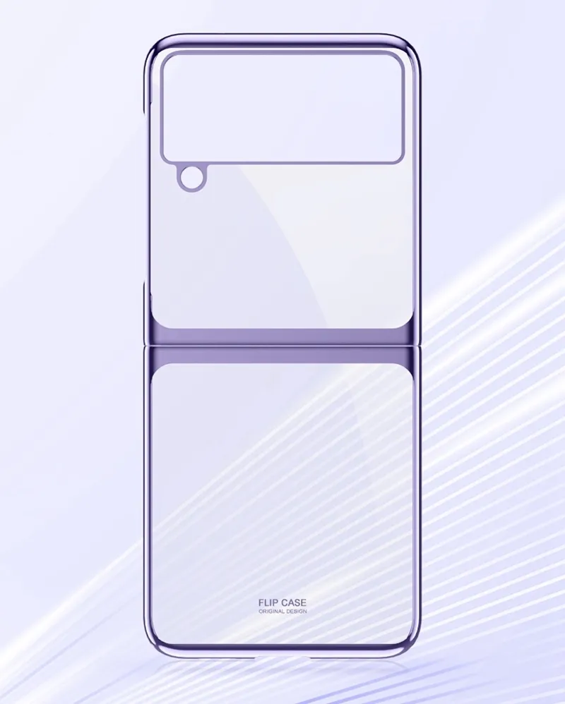 Wyczyść Ciężkie etui na telefon dla Samsung Galaxy Z Flip 3 5g Flip3 Pokrywa przezroczysty PC Powrót z platerowanymi krawędziami Shinning