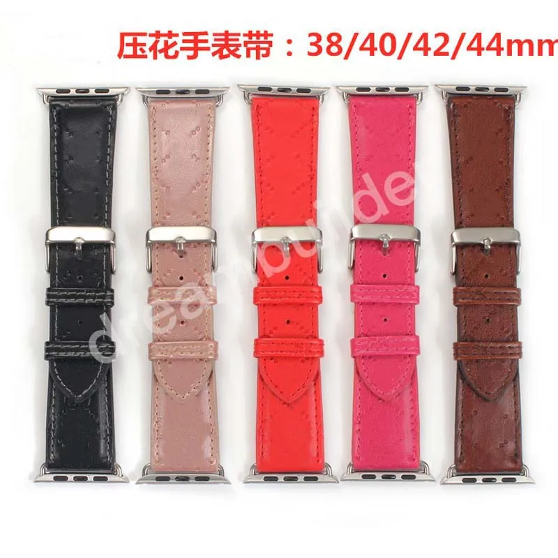 G designer klockarmband 42mm 38mm 40mm 44mm iwatch 2 3 4 5 band Läderrem Armband Fashion Stripes drop shipping
