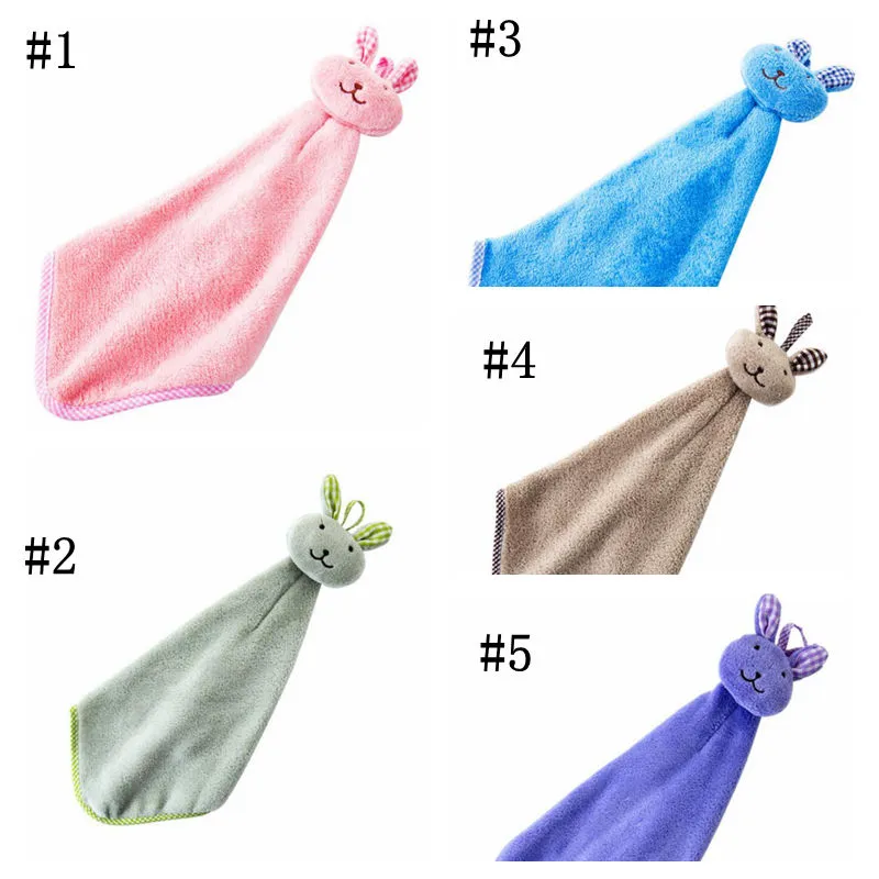 Towels Coral Fleece Rabbit Modeling Towel Pure Color Face Towel Cartoon Clean Towel Wipe The Cloth Outdoor Travel Portable ZY58