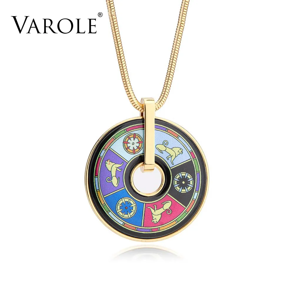 VAROLE New Style Necklace for Woman Bohemia Classic Vintage Ethnic Necklaces & Pendants For Women Suspensions Round Snake Chain