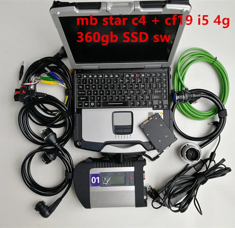 Diagnostic Tool MB Star C4 med Laptop Toughbook i5 CF19 för rotera diagnos PC installerad bra senaste Xentry V09.2023