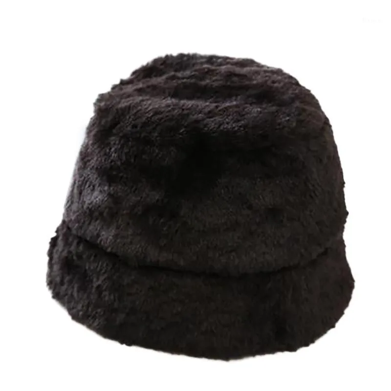 Szerokie brzegowe czapki moda damska kapelusz kubełkowy zimowy rozrywka na świeżym powietrzu Fisherman uroczy pluszowy retro ciepłe ubrania Akcesoria 1