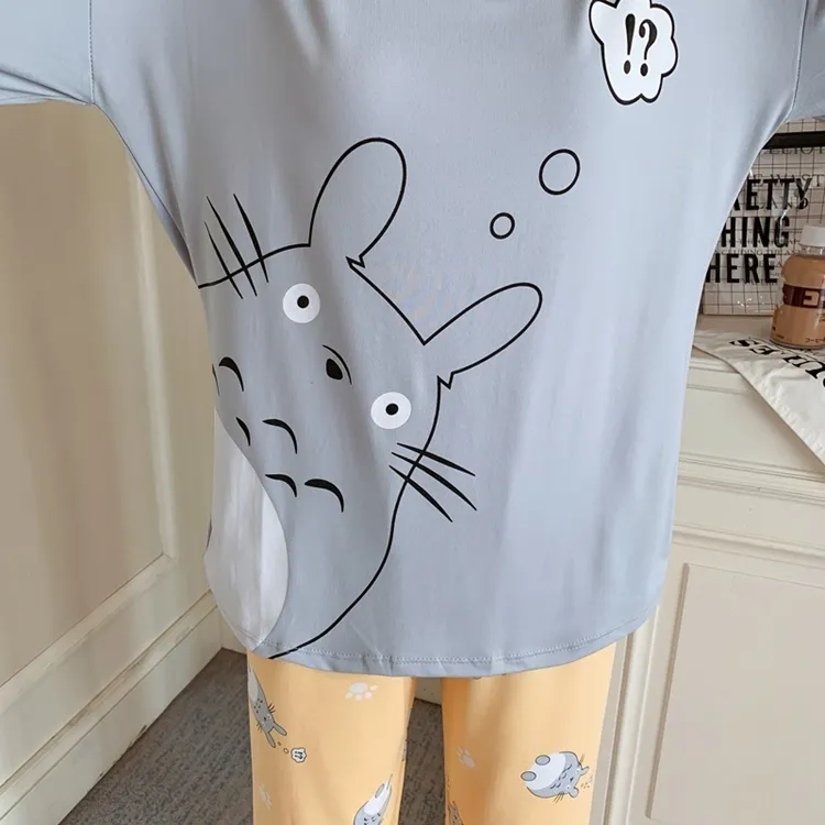 Cute Cartoon Totoro Long Sleeve Pajama Set For Women Autumn