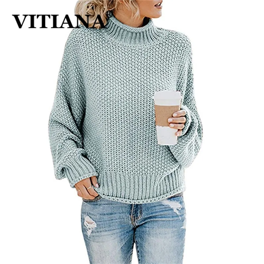 VITIANA Knitted Sweaters in Autumn and Winter of Women Casual Knit Sweater Female Long Sleeve Pullover Loose Tops LJ200815
