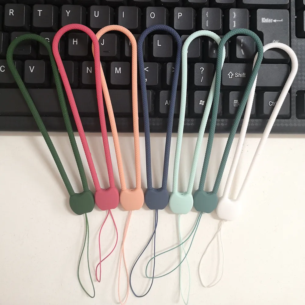 300pcs Mobile Phone Lanyard Silicone Color Elastic Audio Lanyard Mobile Phone Chain U Disk Water Cup Lanyard Short Color Wrist Strap