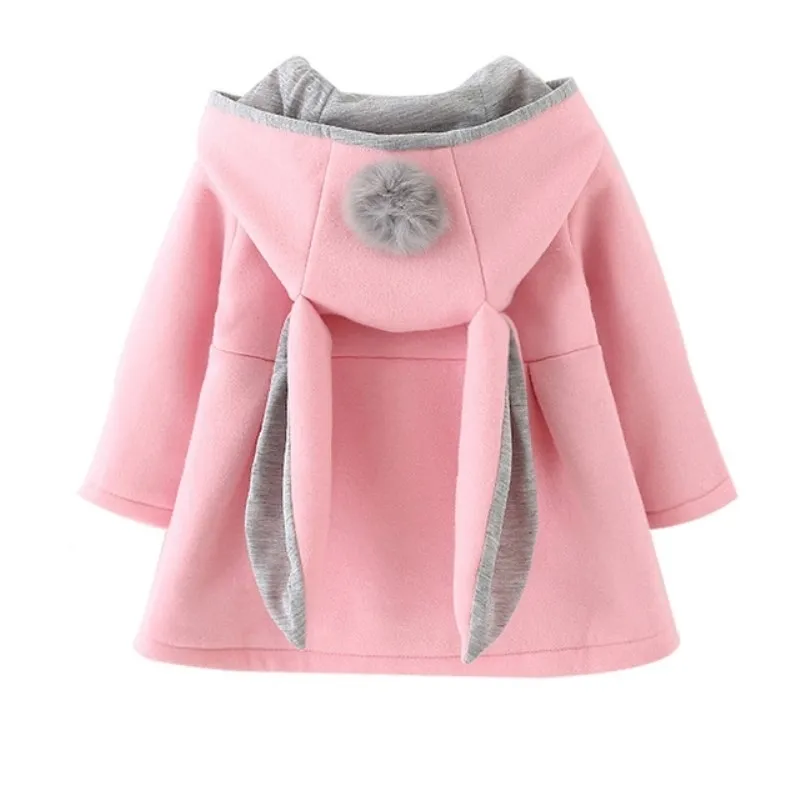 Baby Girls Coat Winter Spring Baby Girls Princess Coat Chaqueta Conejo Oreja Sudadera con capucha Ropa exterior casual para niña Ropa para bebés 201128