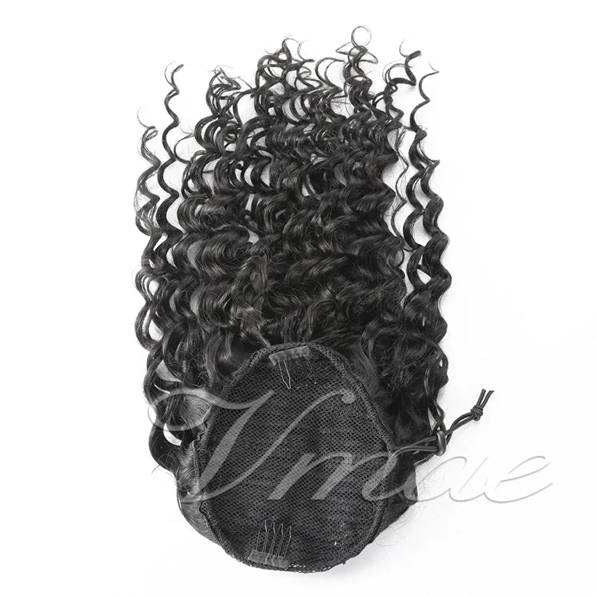 Vmae brasiliansk burmesiska hår 12 till 26 tum 120g 160g naturlig färg djup våg dragkärlek hästsvans jungfruliga mänskliga hårförlängningar