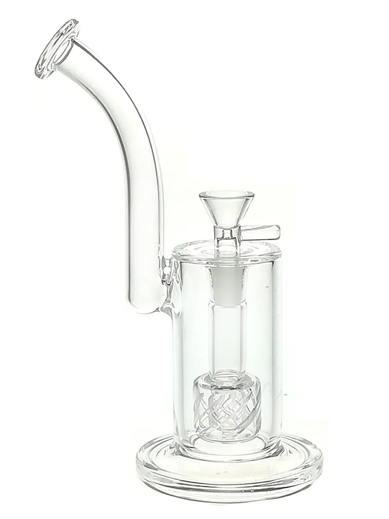 Glass Hookah Rig/Bubbler Bong for smoking 8inch Height and Box perc with 14mm Glass bowl 330g weight BU016