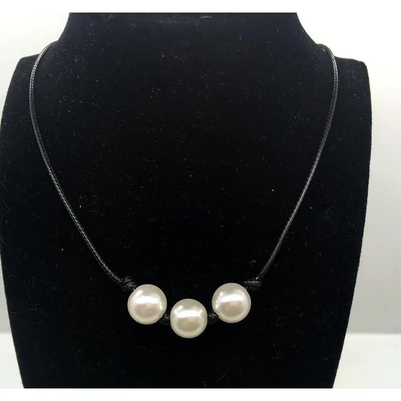Mujer moda perla collar joyería blanco perla negro cuerda cuerda cuerda gargantilla collar gargantilla choque nudo imitatio jllcof yy_dhhome