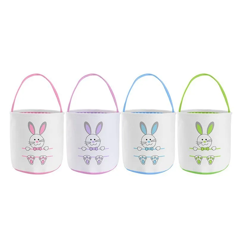 50 stks Leuke Paashaas Bucket Canvas Egg Hunting Handtas Hoge Kwaliteit Pasen Konijn Mand Kinderen Pasen Gift voor Festival Decoration DAP438