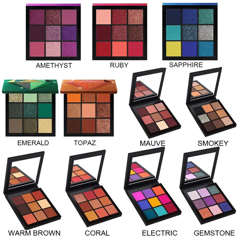 Neon 9 Colors Beauty makeup Eyeshadow palette Shimmer Matte palette EMMRALD SAPPHIRE RUBE AMETHYST TOPAZ Cosmetics high quality make up