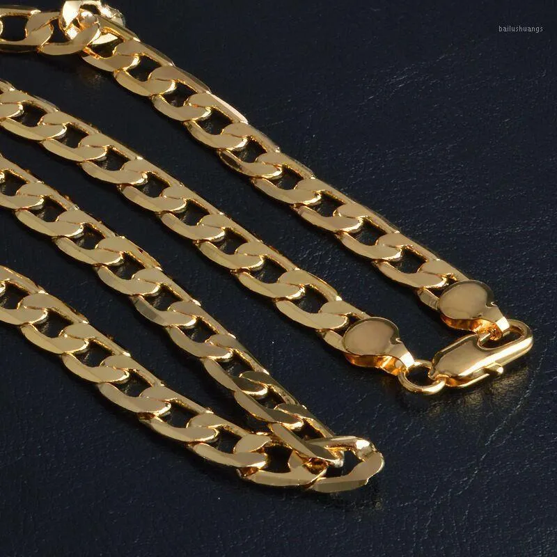 Kedjor 2021 kedja s925 silverfärg 10mm 20-tums platt halsband, för män guld halsband n011