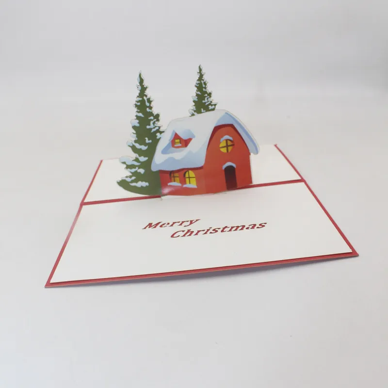 3D Pop Up Dos Desenhos Animados Christmas House Tree Cards Handmade Criativo Kirigami Origami Festivo Fontes Festivo