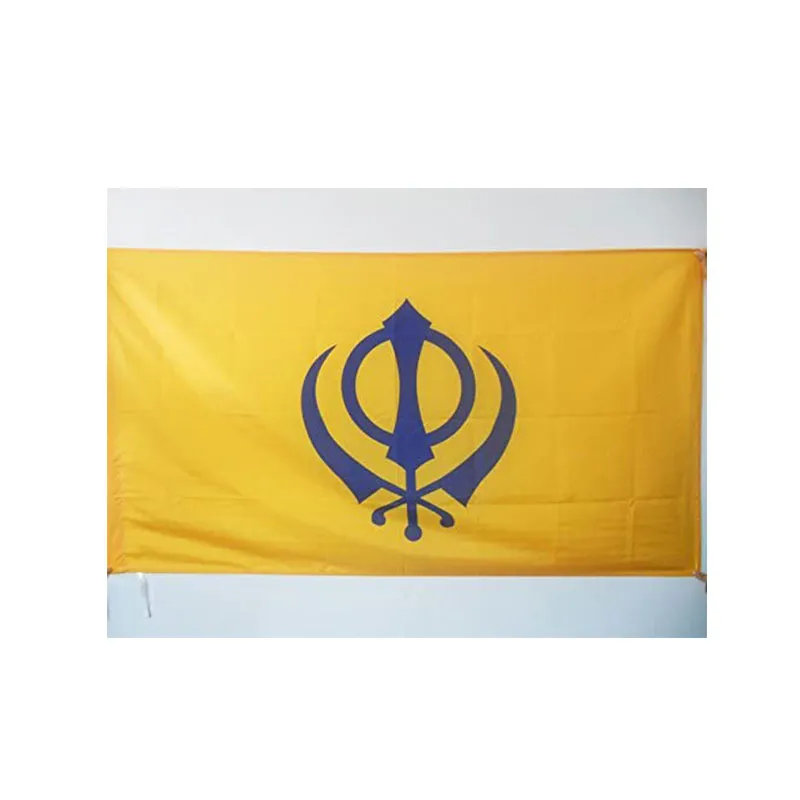 Сикх Религия Флаг 3 'x 5' для флагов полюса сикхизма 90 х 150 см Banner 3x5 FT Цифровая печать 100D полиэстер с прокладками