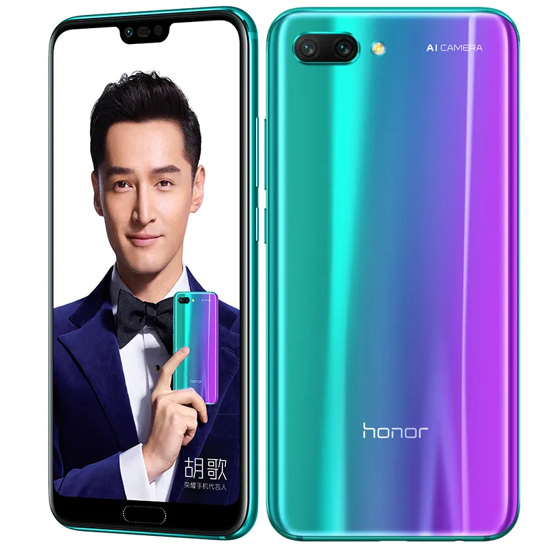 オリジナルHuawei Honor 10 4 GB RAM 128 GB ROM 4 G LTE携帯電話キリン970 Octa Core Android 5.84インチ全画面24.0MP NFCスマート携帯電話