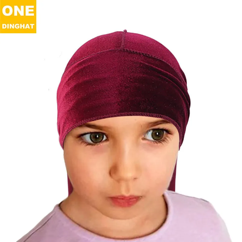 Bandana durag para homens e mulheres, chapéu de turbante de veludo simples  com cauda longa, chapéu tipo pirata