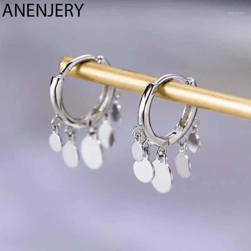 Stud Anenjery Ins Round Disc Tassel oorbellen voor vrouwen 925 Sterling Silver Oorbellen Pendientes 2021 Trendy S-E8931