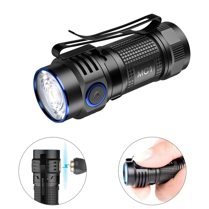 Trustfire MC1 Rechargeable LED EDC Flashlight 1000 Lumens Cree Magnetic 2A Fast Charging Torch Light with Magnet Lantern 220110