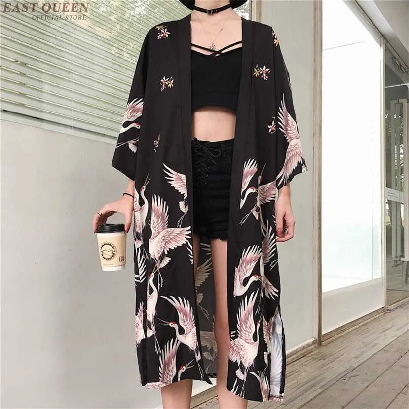 Kimono Vest Womens Tops En Blouses Japanse Streetwear Zomer Lange Shirt Vrouwelijke Dames Blouse Kleding 220119