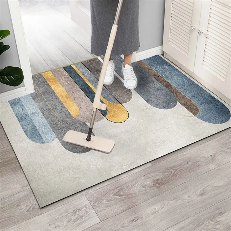 Non-Slip Entrance Door Mats Living Room Carpet Bedroom Kitchen Home Decorative European Modern Style Floor Mat Large Rug Plaid 220301