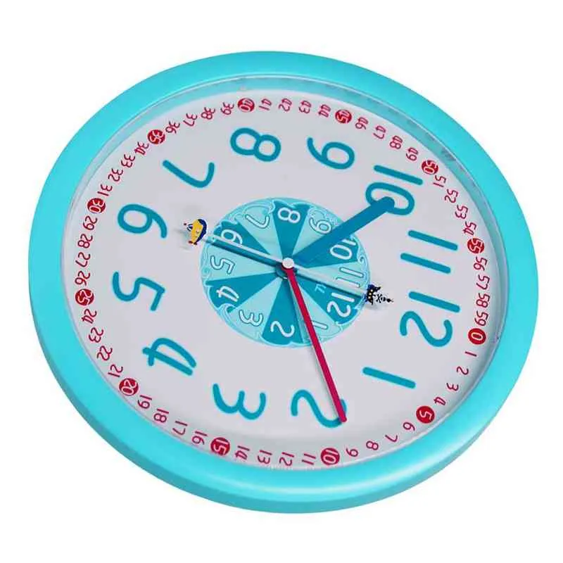 Pointer Number Time Cartoon Silent Creative Round Wall Clock Child Bedroom Children Non Tick Bell for Living Room Bedroom H1230