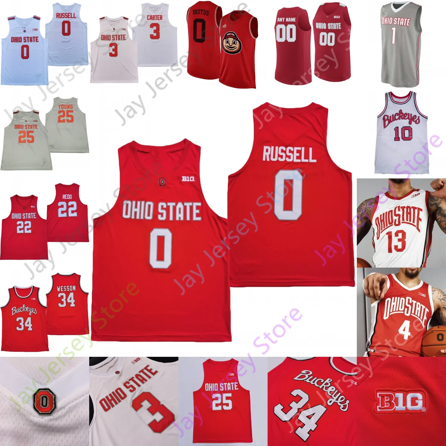 Maillot de basket-ball Ohio State Buckeyes NCAA College E.J. Liddell Eugene Brown III Zed Key Seth Towns Musa Jallow poursuit Ahrens Diallo Russell