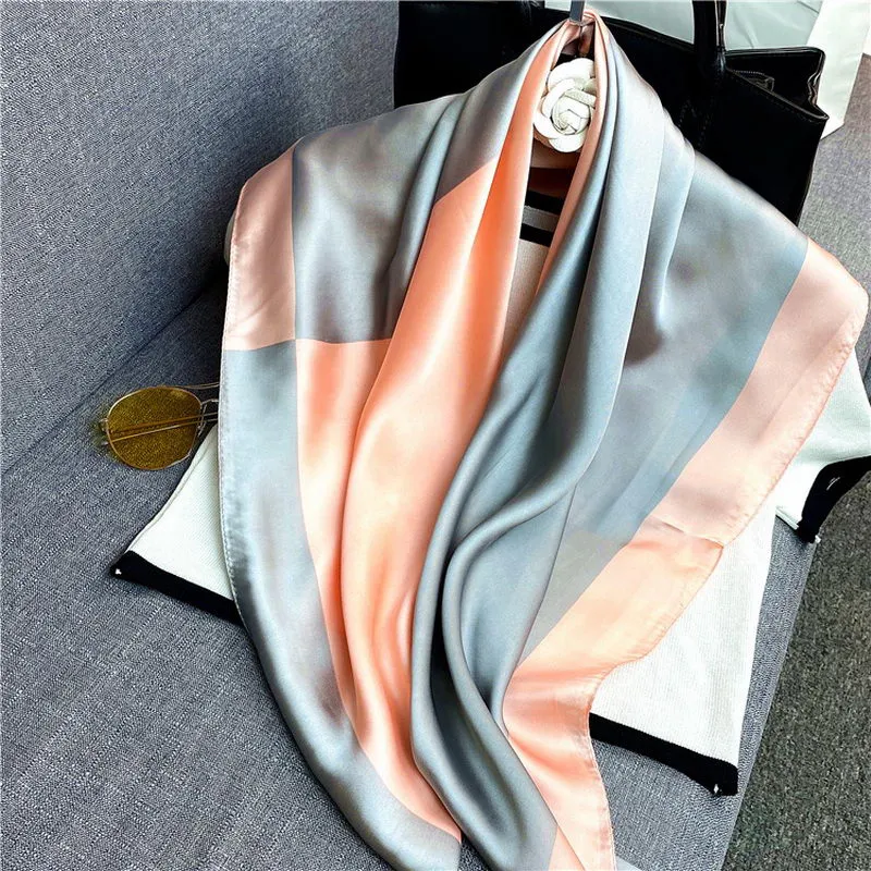 Big Size Animal Print Scarf Women Square Twill Silk Scarf Elephant Shawls Bandanas Whole2481