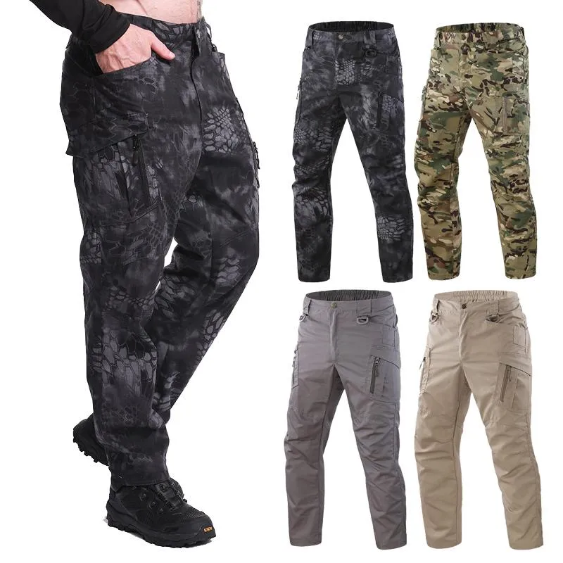 Utomhusbyxor Sommar Höstbekämpning Taktisk Män Camping Vandring Cargo Pant Camouflage Trousers Plus Storlek